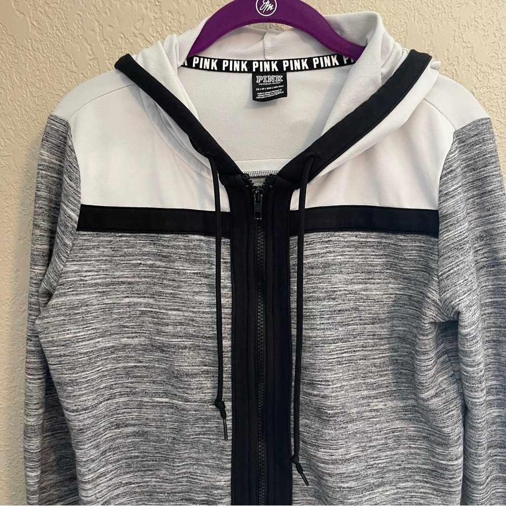 Victoria's Secret Pink Sweatshirt Womens XS Pullover L/S Zipup Hoodie Pockets